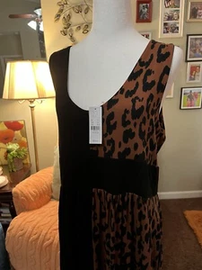 New York & Company Black Animal Print Stretch Vneck Maxi Dress Size XL - Foto 1 di 12