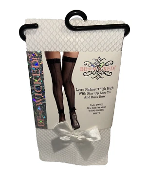 Be Wicked Women’s Spandex Fence net With Lace Top Thigh Hi’s OS Style BW617W - Image 1 of 2