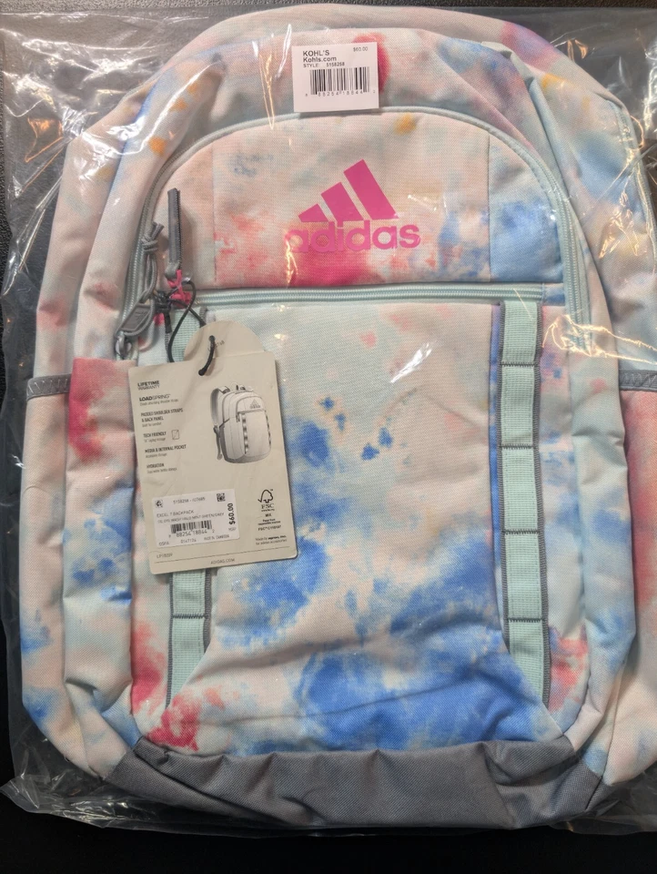 Adidas Excel 7 Tie Dye 16" Tech Laptop Backpack Athletic Colorblast 34L Gym Bag