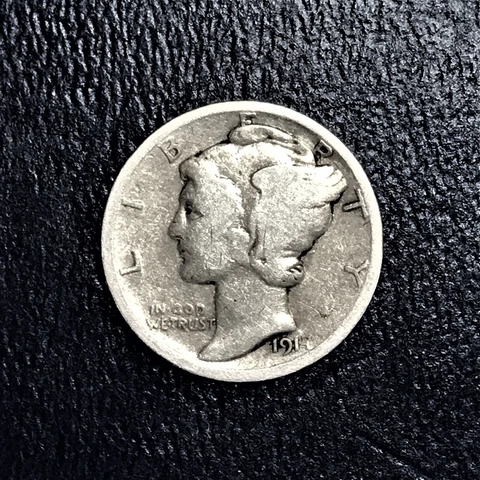 1917 P Mercury Winged Liberty Head Dime 90% Silver G Cover