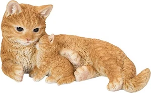 Vivid Arts - Realistic Mother and Baby Ginger Kitten Garden Decoration, XRL-KTM1 - Picture 1 of 6