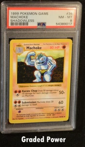 Pokemon Base Set Unlimited Shadowless Machoke SHADOWLESS PSA 8 (9017) #34  - Picture 1 of 2