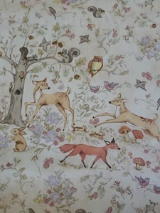 Susan Winget Woodlands Cotton BTY Fabric Deer Owl Rabbit By the Yard Super Cute - Picture 1 of 12