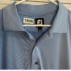 FootJoy FJ Para Hombres Talla XL Azul Blanco Rayas Rendimiento Elastizado Polo Golf - Imagen 1 de 10
