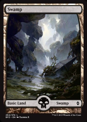 Swamp (264) - Foil - Full Art ~ Heavily Played Battle for Zendikar MTG Magic Ult - Image 1 of 1