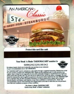STEAK 'N SHAKE An American Classic 2011 Gift Card ( $0 ) - Picture 1 of 1