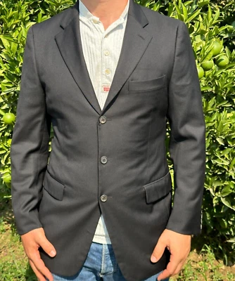 Traje de Lujo Prada Milano Negro Sólido Chaqueta Formal Blazer Esmoquin Talla 50 R M Foto 1 de 4