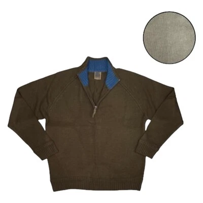 MODERN CULTURE Para Hombres XL 1/4 Cremallera Suéter Tejido Apretado Pullover Manga Larga MARRÓN NOS Foto 1 de 4