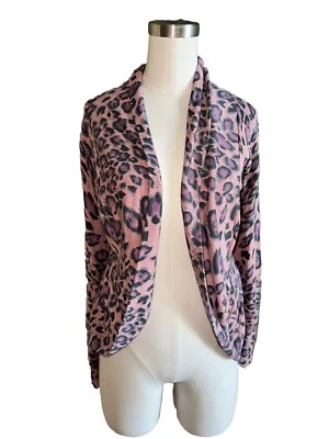 Boston Proper Pink Leopard Soft Cardigan Sweater Womens XS - Image 1 of 4