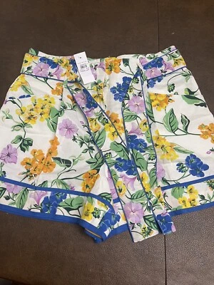 ANN TAYLOR linen cotton blend floral shorts With Belt size 8 NWT - Image 1 of 4