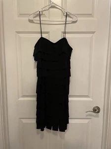 JS Collections Black Layered "Rag" Pieced Poly Spandex Dress. SZ 12 Cocktail - Picture 1 of 5
