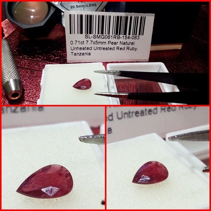 Rubí natural Tanzania talla Pera 0.71 Cts. - Imagen 1 de 4