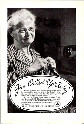 PRINT AD 1936 Bell Telephone System Jim Called Up Today Knitting 6.75 x 10 - Image 1 of 3