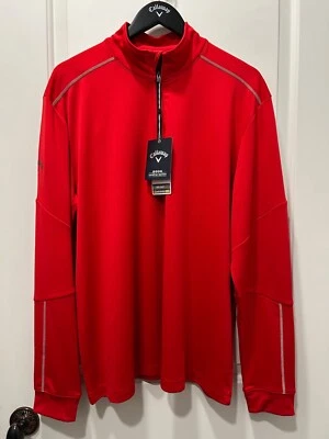 NUEVO CON ETIQUETAS, JERSEY REPELENTE AL AGUA CALLAWAY CGM540 1/4 CREMALLERA-ROJO-GRANDE Foto 1 de 4