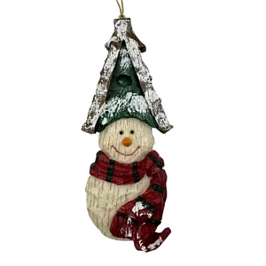 Vintage Schneemann Ornament Schal Vogelhaus Mütze Schnee Weihnachten Winter - Bild 1 von 7