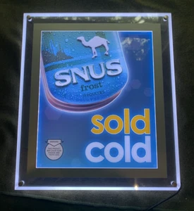 Camel Snus verkauft kalt rauchfrei Frost weich Blechdosen leer beleuchtet Display Schild - Bild 1 von 7