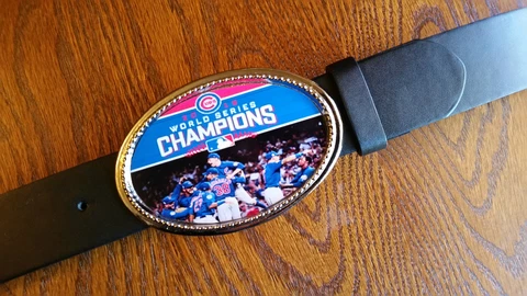 CHICAGO CUBS  2016 World Series Champion epoxy Belt Buckle & Black Belt Cover