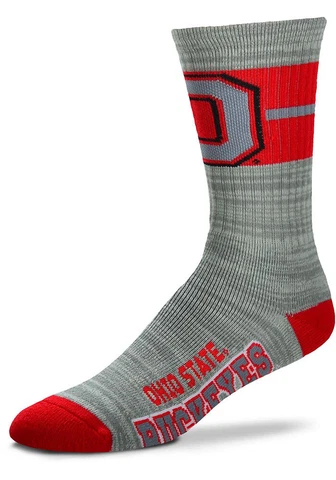 Ohio State Buckeyes NCAA For Bare Feet Deuce Band Mens Crew Socks - Large Cover