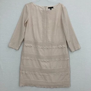 Banana Republic Black Cream Polka Dot Pintuck Preppy Office Dress size 10 - Picture 1 of 12