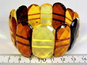 Baltischer Bernstein Armband 7,5" Mehrfarbig Damen Facettiert Natur Stretch 3365 - Bild 1 von 11