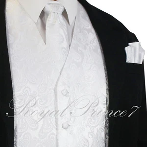 New Style Men's Paisley Dress Vest and Neck Tie Hankie Set For Suit or Tuxedo - Picture 1 of 27