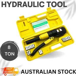 8 Ton Hydraulic Terminal Crimper Wire Cable Lugs Crimping Tool Kit 9 Dies 4-70mm - Picture 1 of 9