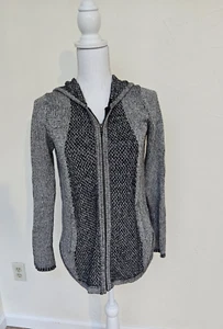 Anthropologie Sparrow Grey Zip Front Hooded Sweater Knit Back Zip Size Small - Picture 1 of 7