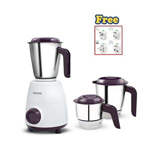 PHILIPS HL7505 500W Mixer Grinder (White and Purple) with free adapter