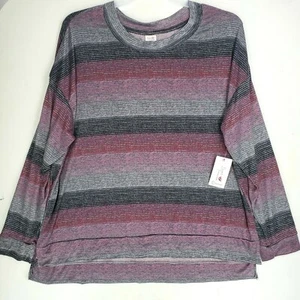 Secret Treasures Women's Plus Pull-Up Hacci Top sz 2X Long Sleeve Pink/Gray New - Picture 1 of 8