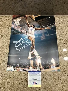Julius Erving Dr J Signed 11x14 NBA Basketball Dunk Photo Sixers 76ers PSA COA - Picture 1 of 3