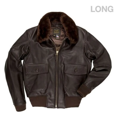 COCKPIT USA G-1 LEATHER FLIGHT JACKET W REMOVABLE COLLAR BROWN LONG Z2108ML USA - Image 1 of 4