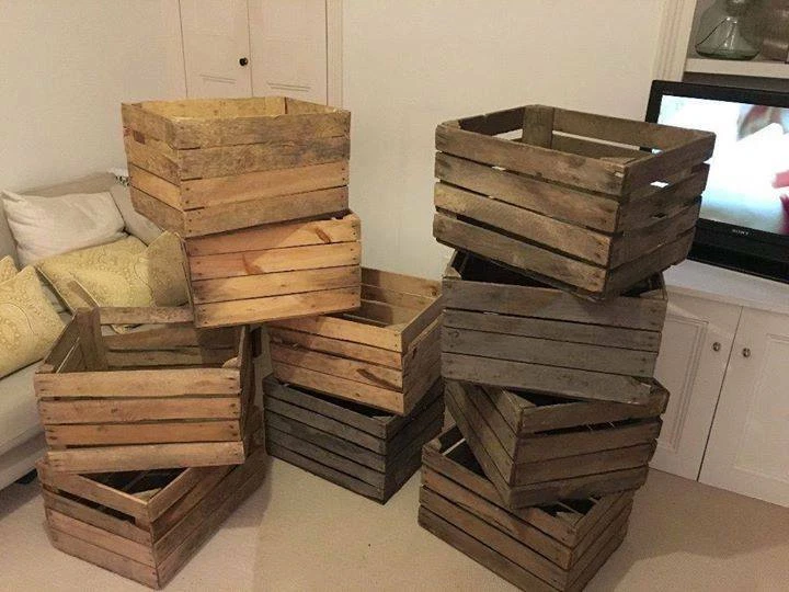 APPLE CRATES - CHOOSE YOUR QTY - RUSTIC & VINTAGE Wooden Boxes - FREE Delivery - Image 1 of 4