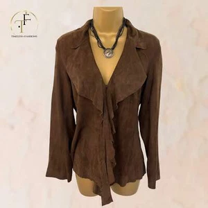 CN Vintage Butter Soft Chocolate Suede Jacket Size XS Approx UK 12 US 8 EU 40 - Picture 1 of 5