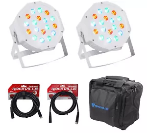 (2) Rockville FHB-118 LED RGB DMX LED PAR Can Wash Lights+(2) Cables+Carry Bag - Picture 1 of 11