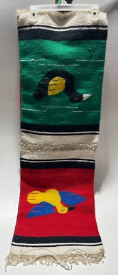 Mexican Woven Shawl Wrap Scarf Large Thick Multicolor Colorful + Fringe 13"X80" - Image 1 of 2