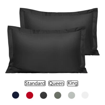 100% Cotton Sateen Pillow Shams Ultra Soft Standard Queen King Size Pillowcases - Image 1 of 4