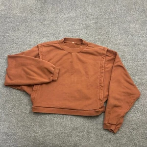 ALO Yoga Cropped Sweatshirt Sz M Burnt Orange Oversized Fit Crewneck - Picture 1 of 8