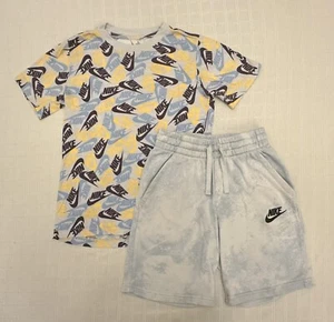 Nike Boys Outfit Set All Over Print Tee Color Change Tie Dye Shorts Medium M YM - Picture 1 of 12