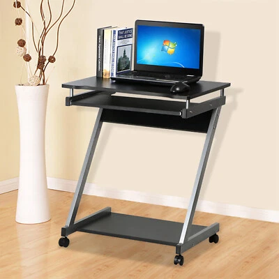 Small Computer Desk on Wheel PC Table w/ Sliding Keyboard for Home Office Study - Image 1 of 4