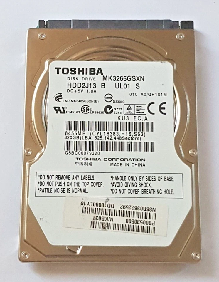 320 GB SATA Toshiba MK3265GSXN 5400rpm 8MB HDD 2,5 " Internal Hard Drive - Image 1 of 1