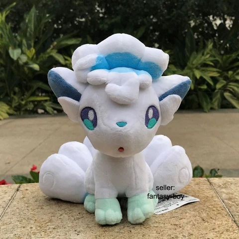20cm Cute White Alola Vulpix Plush Six Tails Fox Stuffed Toy Soft Animation Doll Cover