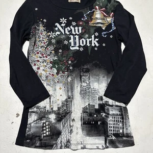 Blue Canyon Womans Shirt Sz Sm Christmas New York Y2K Grunge Mystic Goth 3/4 Sle - Picture 1 of 4