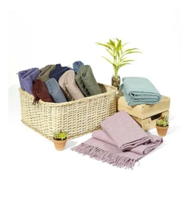 100% Baby Alpaca Wool Blanket Throw Melange Colors Bed Couch Sofa Soft Warm Peru - Image 1 of 4