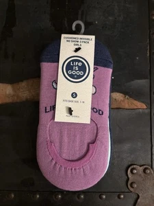 NWT LIFE IS GOOD 3 Pair Little Girl's Socks Shoe Size 7-10 Heart Unicorn No Show - Picture 1 of 3