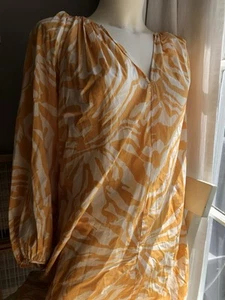 H&M Yellow And White Marigold Animal Print Oversized T-shirt Dress Size Large - Picture 1 of 4
