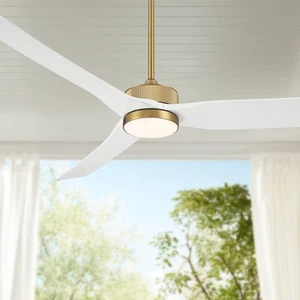 60" Casa Vieja Montage Soft Brass LED Damp Rated Fan with Remote 4910G - Picture 1 of 7
