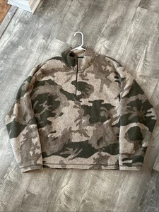Maglione Vintage Cabelas 2XL Marrone Mimetico Sherpa Pile 1/2 Zip Pullover Caccia - Foto 1 di 13