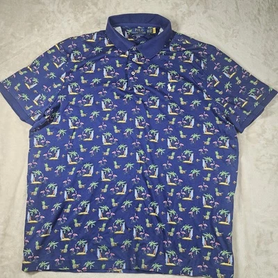 Camisa Pol Ralph Lauren Para Hombres 2XL Púrpura Calce Clásico Polo Tropical Hawaiano Resort Foto 1 de 4