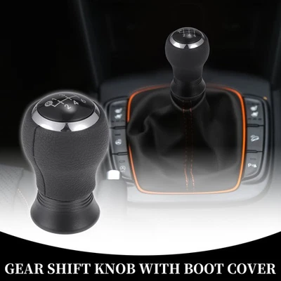 6 Speed Manual Gear Shift Knob for Toyota Yaris 2005-2010 Faux Leather Black - Imagem 1 de 4