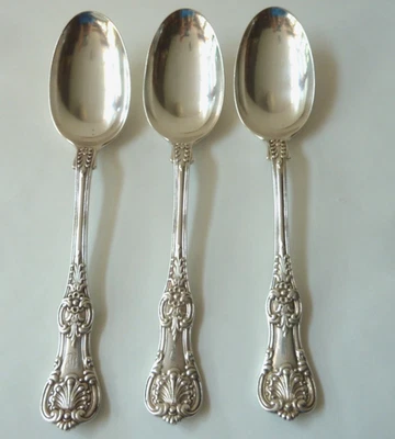 JUEGO DE 3 CUCHARADAS DE PLATA DE LEY, PATRÓN TIFFANY INGLÉS KING, PAT. 1885 Foto 1 de 4